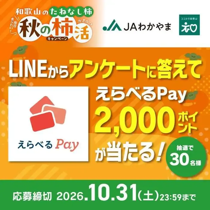 和歌山のたねなし柿　秋の柿活キャンペーンの画像